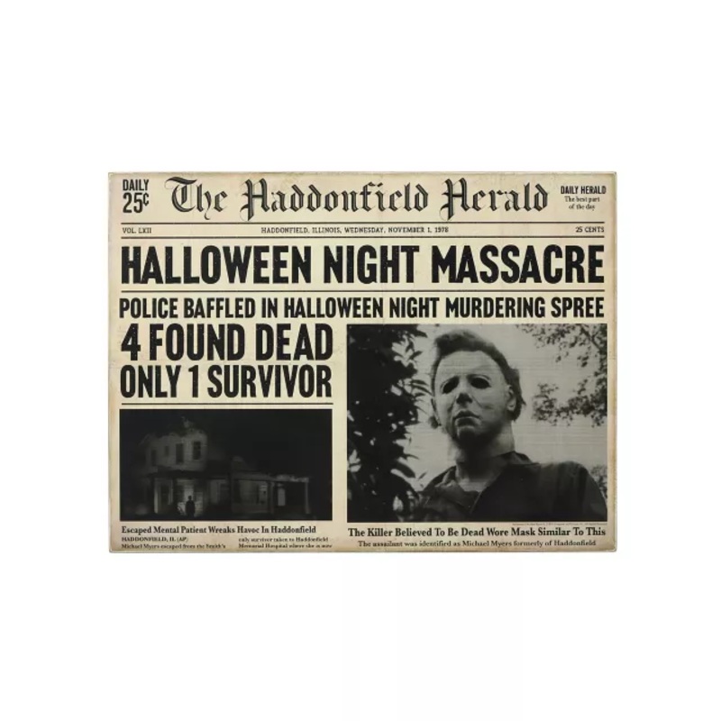 Michael Myers Haddonfield Herald Sign - Halloween BLACK 16 INCH