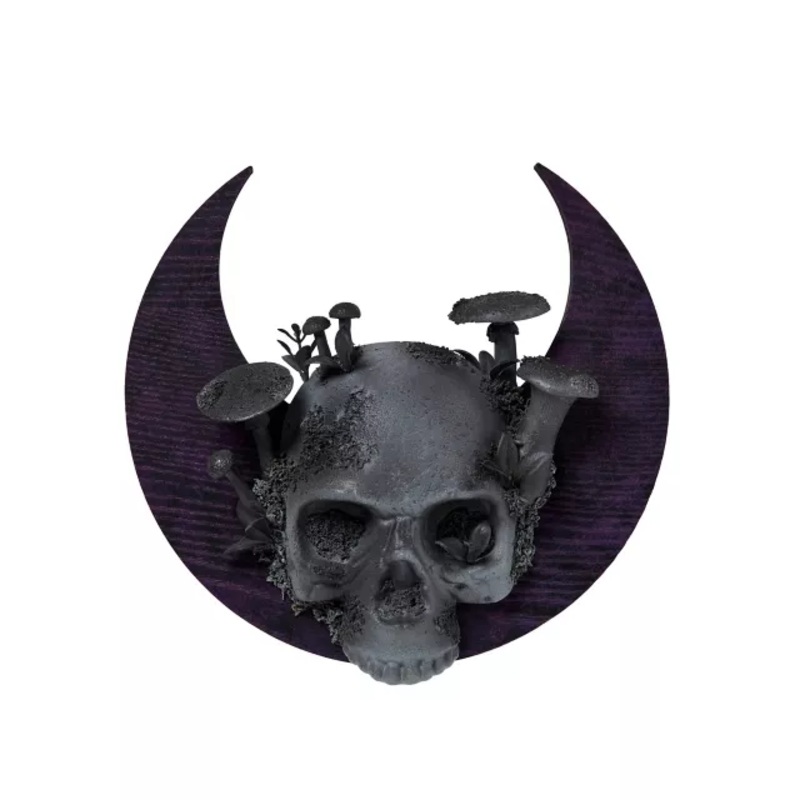 Mystical Arts Skull Moon Wall Sign BLACK / MULTI 4 INCHES