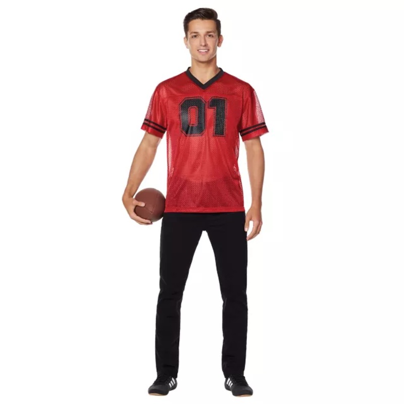 Red Football Jersey BLACK AND RED ADULT SMALL