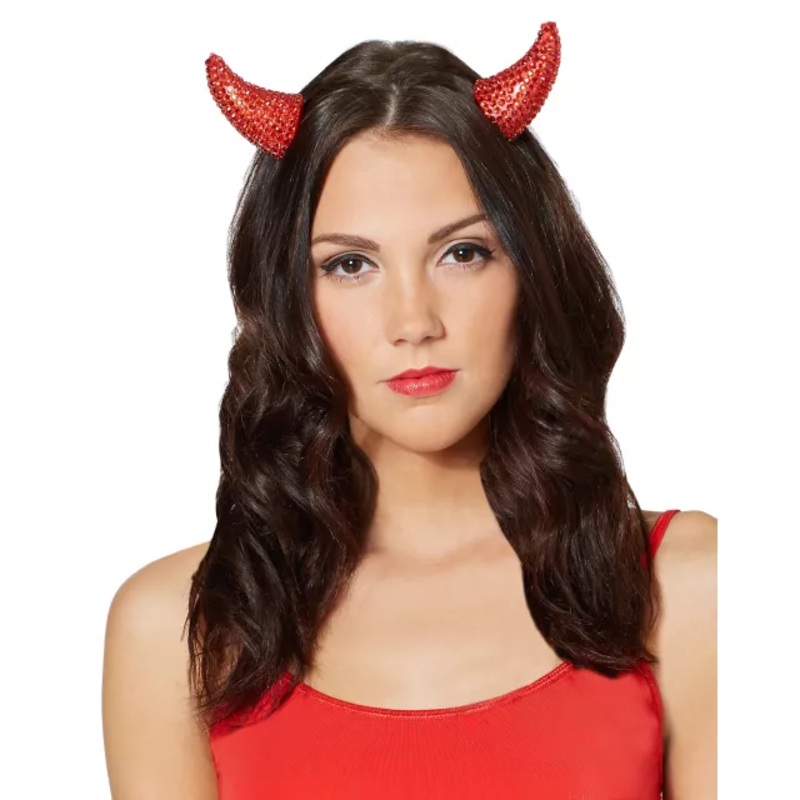 Red Rhinestone Devil Horns RED No Size