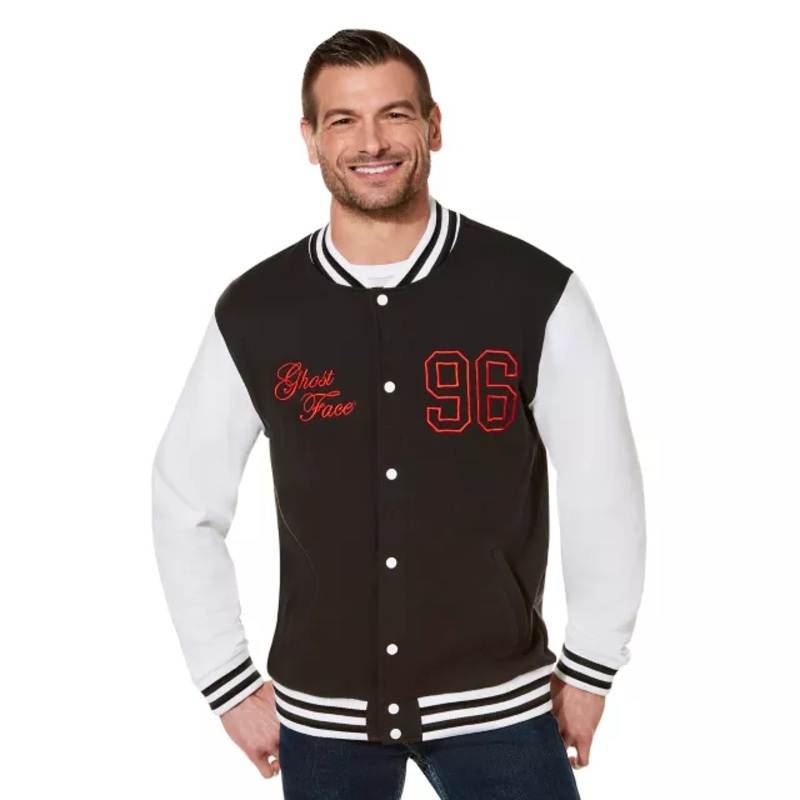 Adult Ghost Face Varsity Jacket GRAY ADULT SMALL