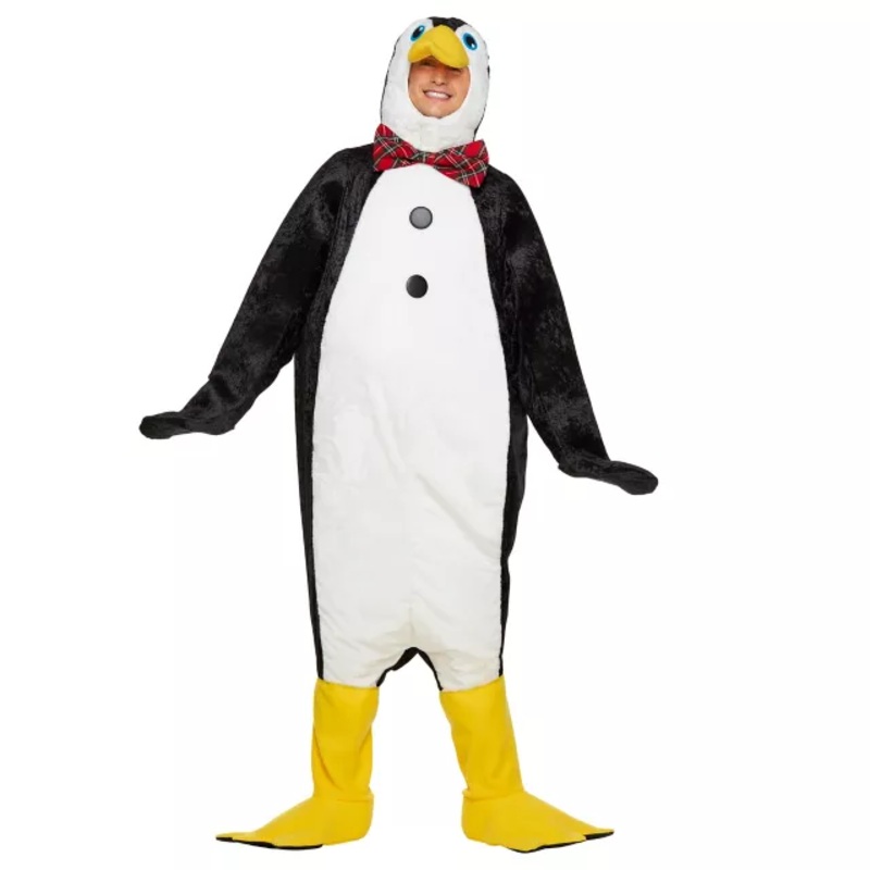 Adult Penguin One Piece Costume BLACK AND WHITE ONE SIZE FITS MOST