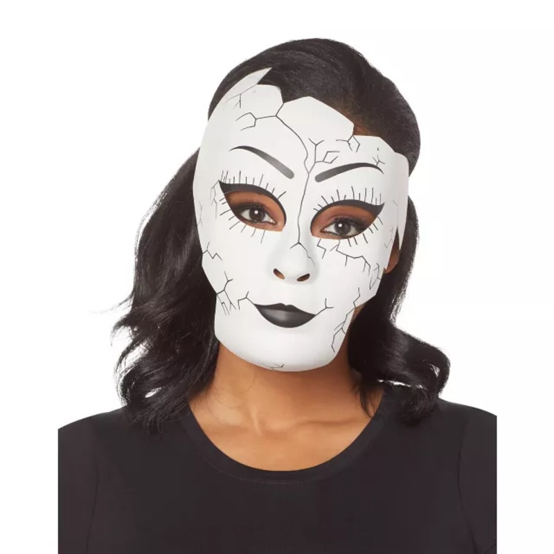 Broken Doll Half Mask WHITE ONE SIZE FITS MOST