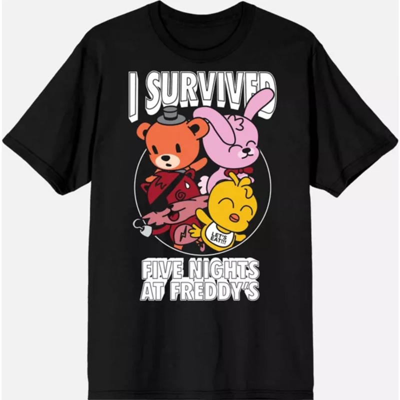 I Survived T Shirt - Five Night's at Freddy's BLACK ADULT SMALL