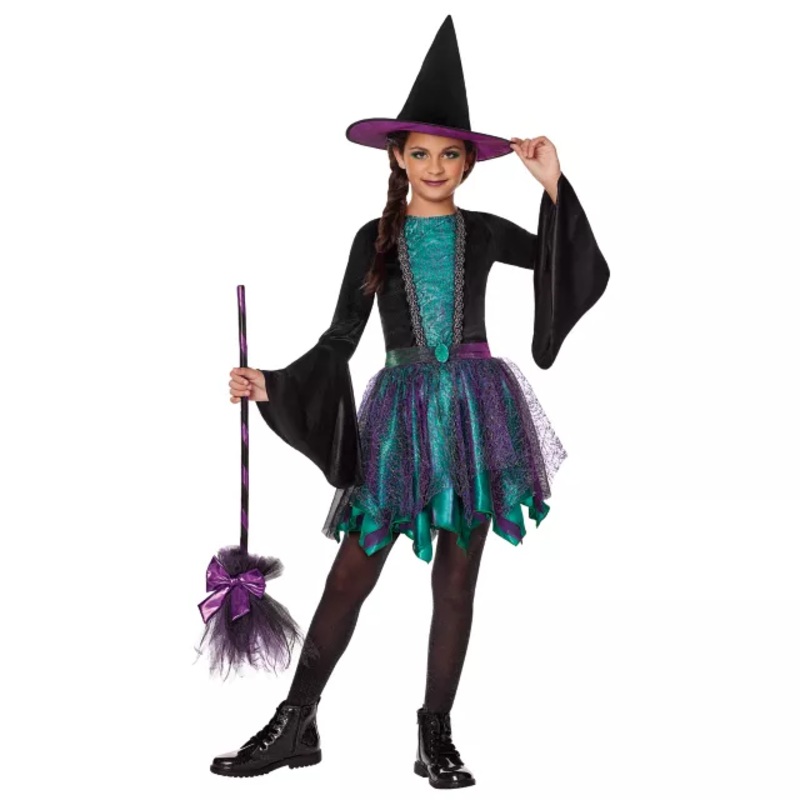 Kids Enchantress Witch Costume BLACK/PURPLE/GREEN CHILD SMALL
