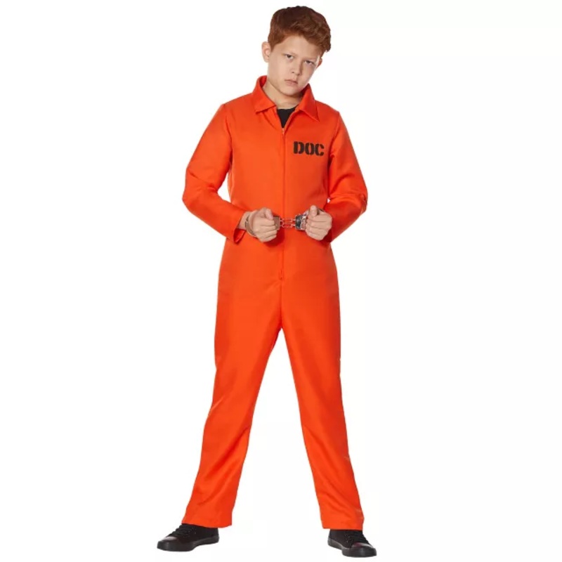 Kids Escaped Convict Costume ORANGE CHILD SMALL