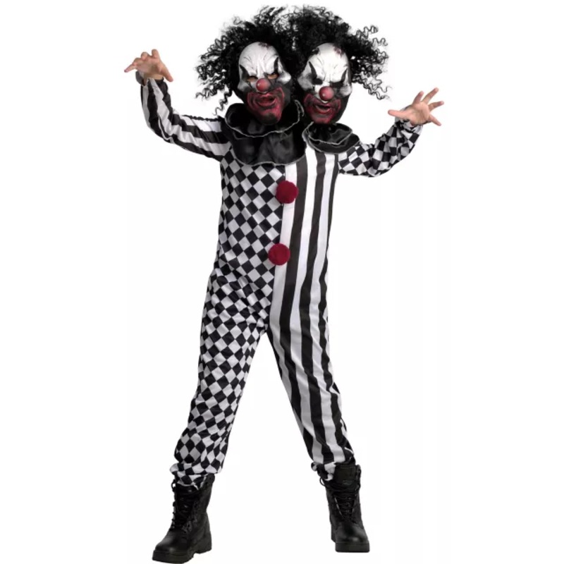 Kids Two-Headed Clown Costume BLACK AND WHITE CHILD MEDIUM