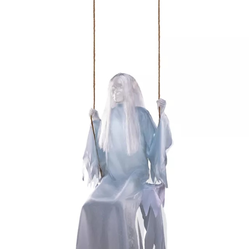 Light-Up White Swinging Girl Static Prop WHITE
