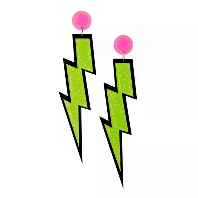 Lightning Bolt Dangle Earrings MULTI-COLOR ONE SIZE FITS MOST