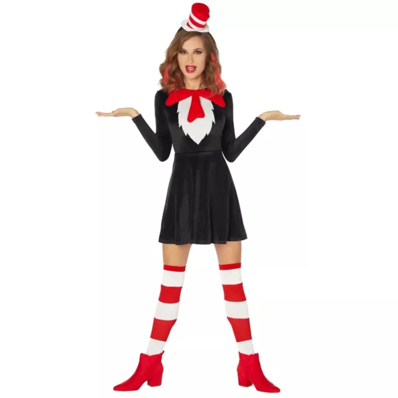 Adult Cat in the Hat Dress - Dr. Seuss BLACK ADULT SMALL