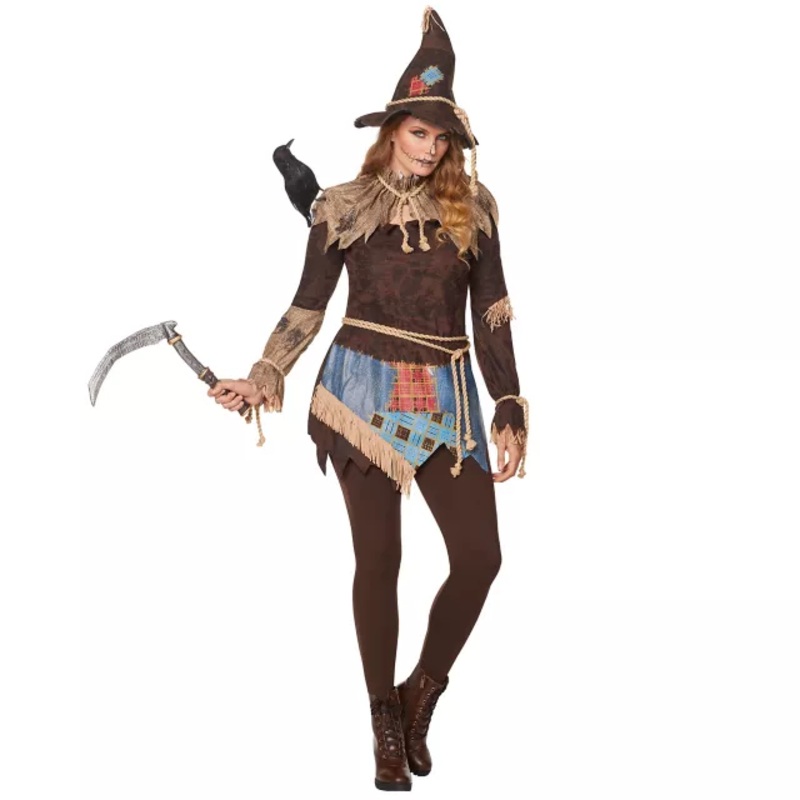 Adult Creepy Scarecrow Costume BROWN ADULT SMALL