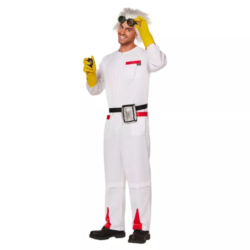 Adult Doc Brown Costume - Back to the Future WHITE - MULTI SMALL/MEDIUM