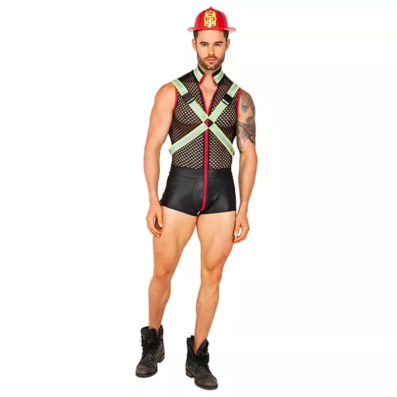 Adult Fireman Fever Costume BLACK ADULT SMALL
