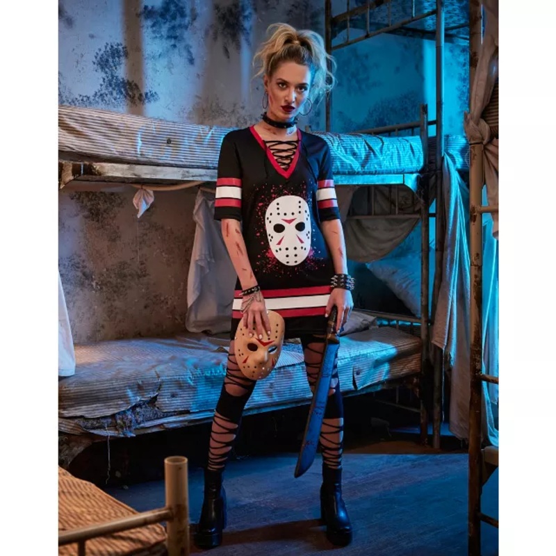 Adult Jason Voorhees Hockey Dress  Friday the 13th BLACK AND RED ADULT EX SMALL