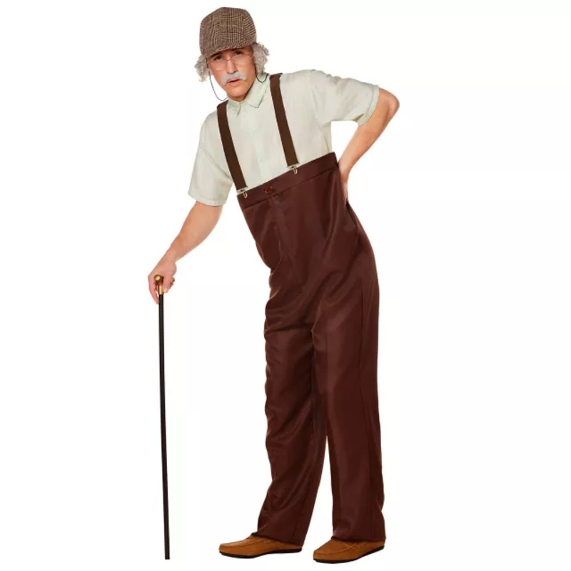 Adult Old Man Costume WHITE AND BROWN SMALL/MEDIUM