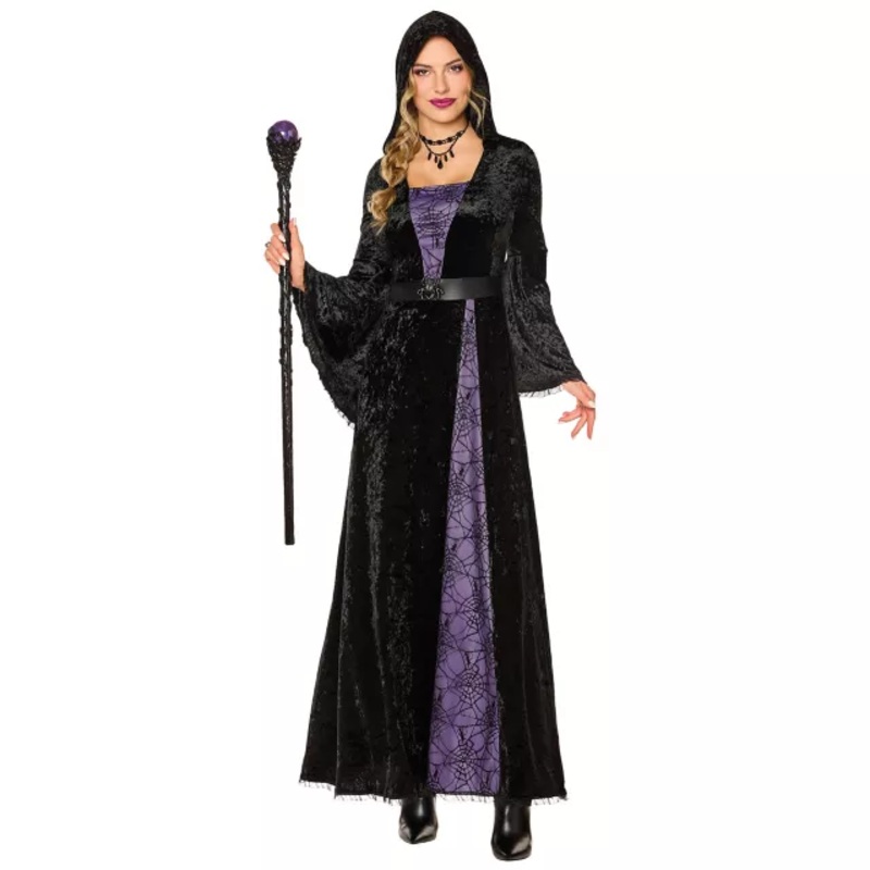 Adult Spider Sorceress Costume BLACK AND PURPLE ADULT SMALL