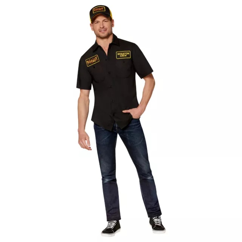 Adult Spirit Halloween Crew Work Uniform BLACK AND YELLOW ADULT MEDIUM