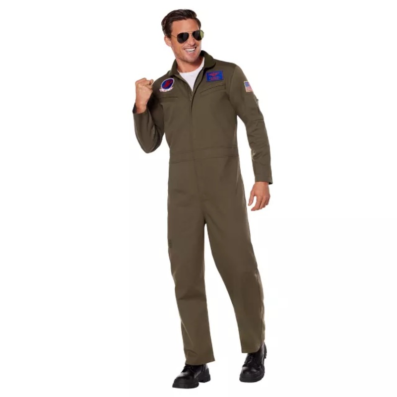 Adult Top Gun Jumpsuit Costume GREEN SMALL/MEDIUM