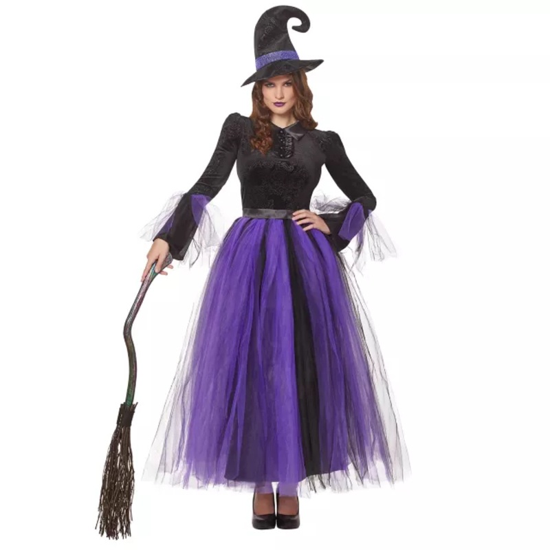 Adult Witch Costume Deluxe - The Signature Collection BLACK AND PURPLE ADULT SMALL