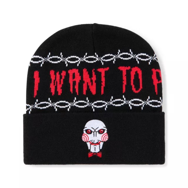 Billy I Want To Play Cuff Beanie Hat - Saw BLACK AND RED ONE SIZE FITS MOST