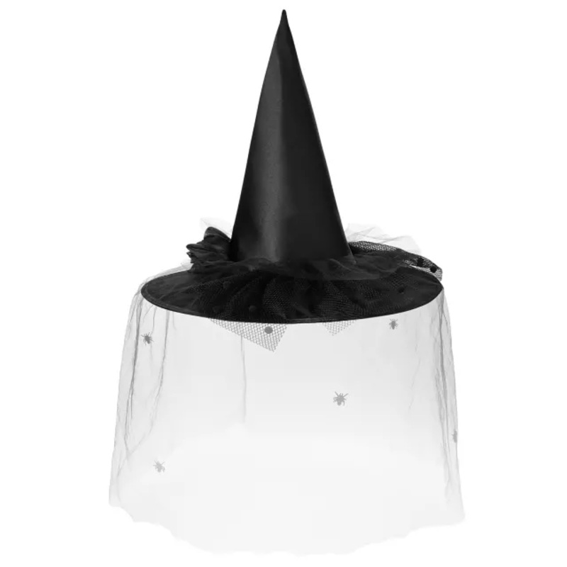 Black Spider Witch Hat PURPLE ONE SIZE FITS MOST