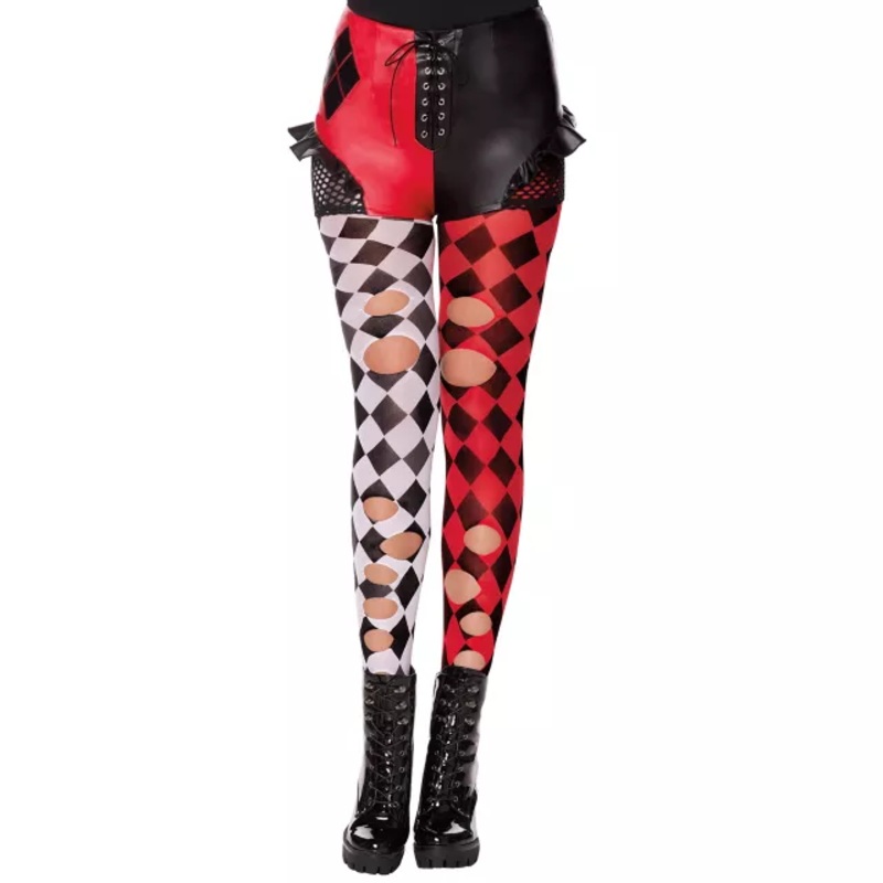 Harley Quinn Tights - DC Villains BLACK AND RED SMALL/MEDIUM