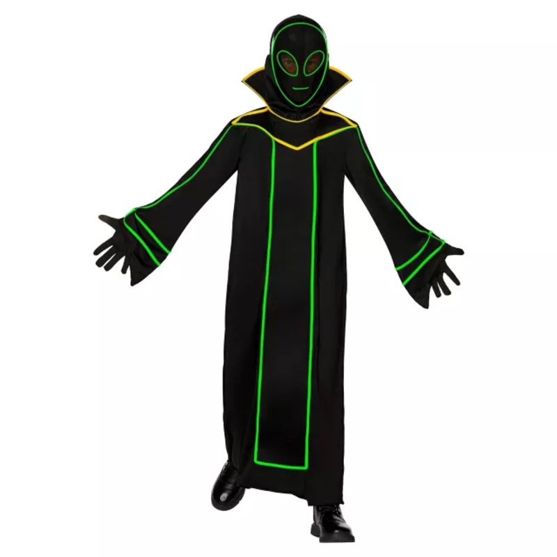 Kids Alien Light-Up Stick Figure Costume BLACK AND GREEN CHILD SMALL