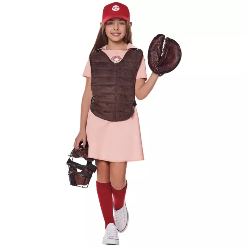 Kids Dottie Baseball Costume- A League of Their Own PINK CHILD SMALL