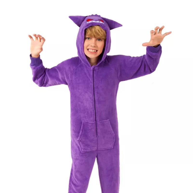 Kids Gengar Hooded Jumpsuit Costume - Pokmon PURPLE CHILD SMALL