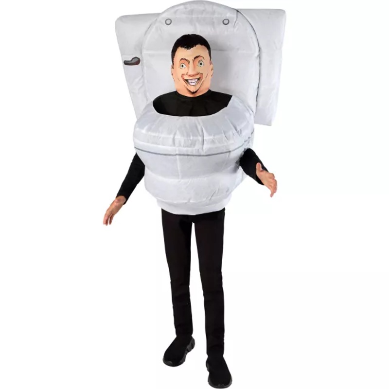 Kids Inflatable Skibidi Toilet Costume WHITE CHILD ONE SIZE