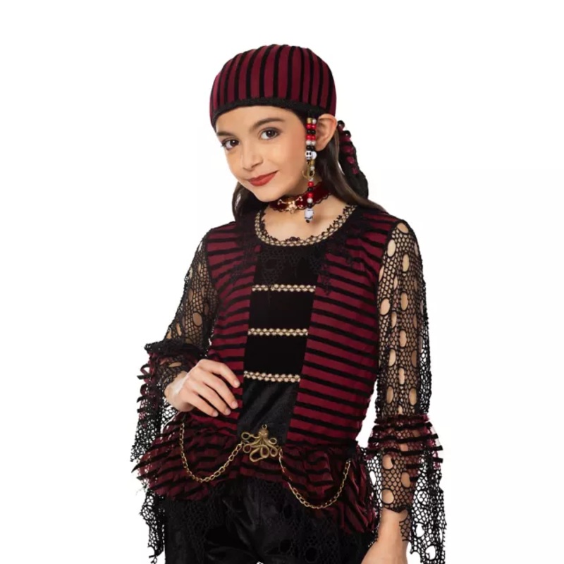 Kids Pirate Headscarf BLACK AND RED CHILD ONE SIZE