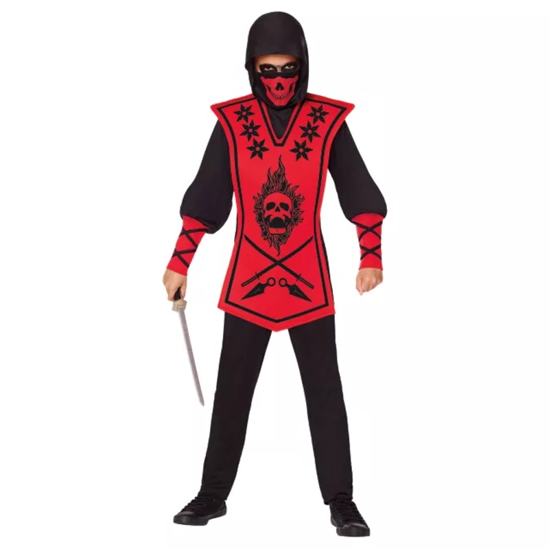 Kids Red Skull Ninja Costume RED CHILD SMALL