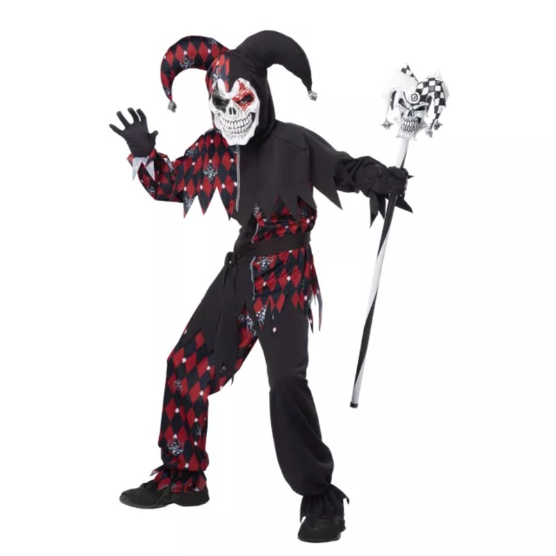Kids Sinister Jester Costume BLACK AND RED CHILD SMALL