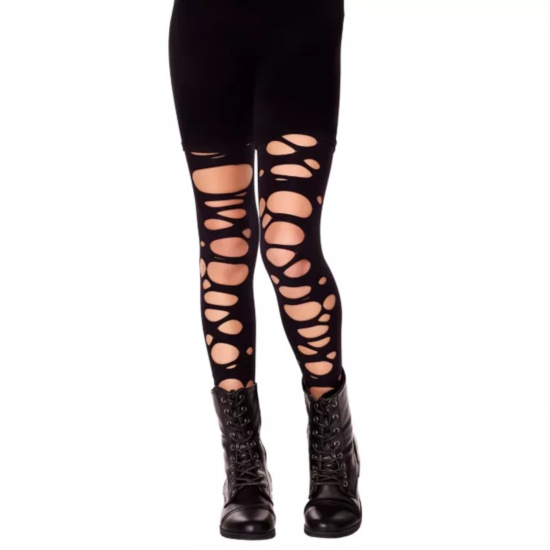 Kids Tattered Tights BLACK GIRLS S/M