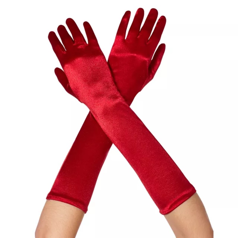Long Red Satin Gloves RED ONE SIZE FITS MOST