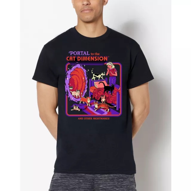 Portal to the Cat Dimension T Shirt - Steven Rhodes BLACK ADULT SMALL