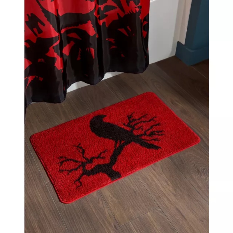 Raven Bath Mat BLACK AND RED