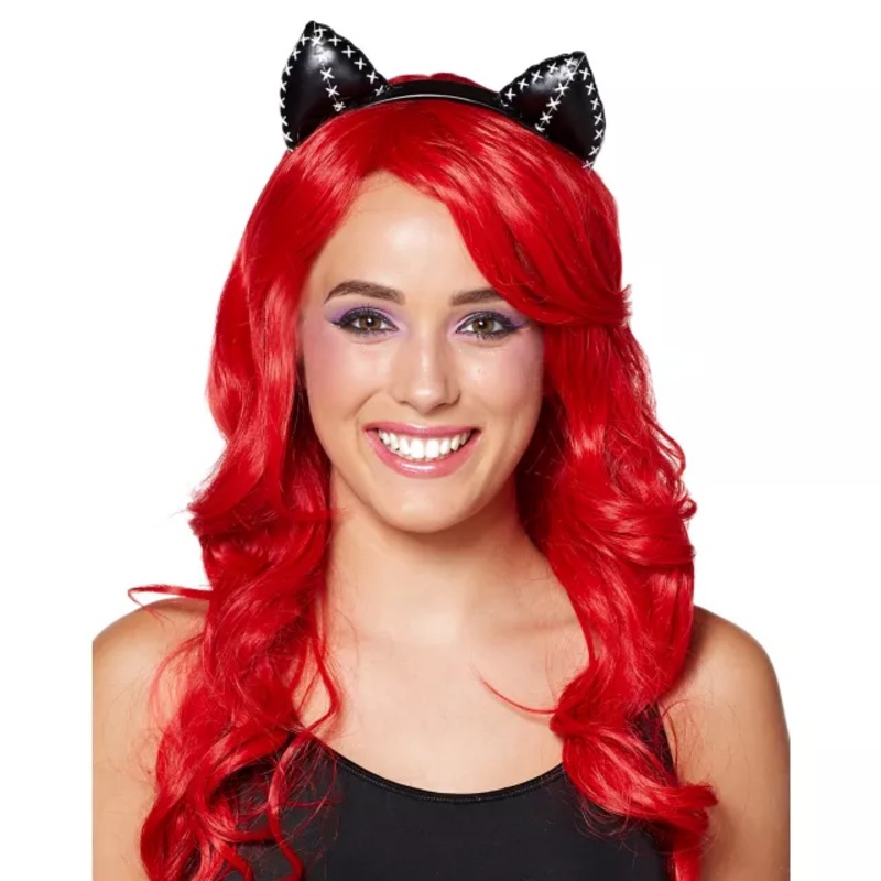 Stitched Cat Ear Headband BLACK ONE SIZE FITS MOST