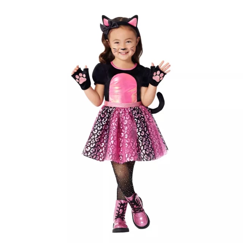 Toddler Cutie Cat Dress Costume BLACK AND PINK 2T