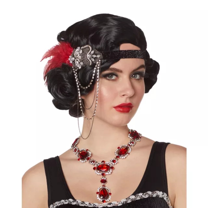 '20s Beaded Feather Headband EMERALD ONE SIZE FITS MOST