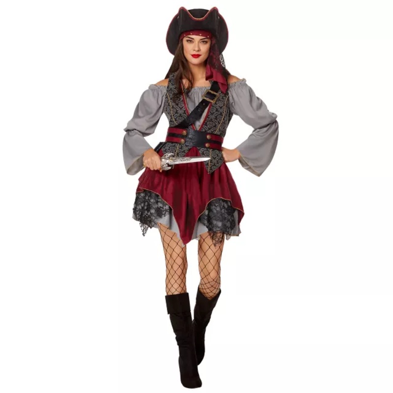 Adult Castaway Cutie Pirate Costume - The Signature Collection MULTI-COLOR ADULT EX SMALL