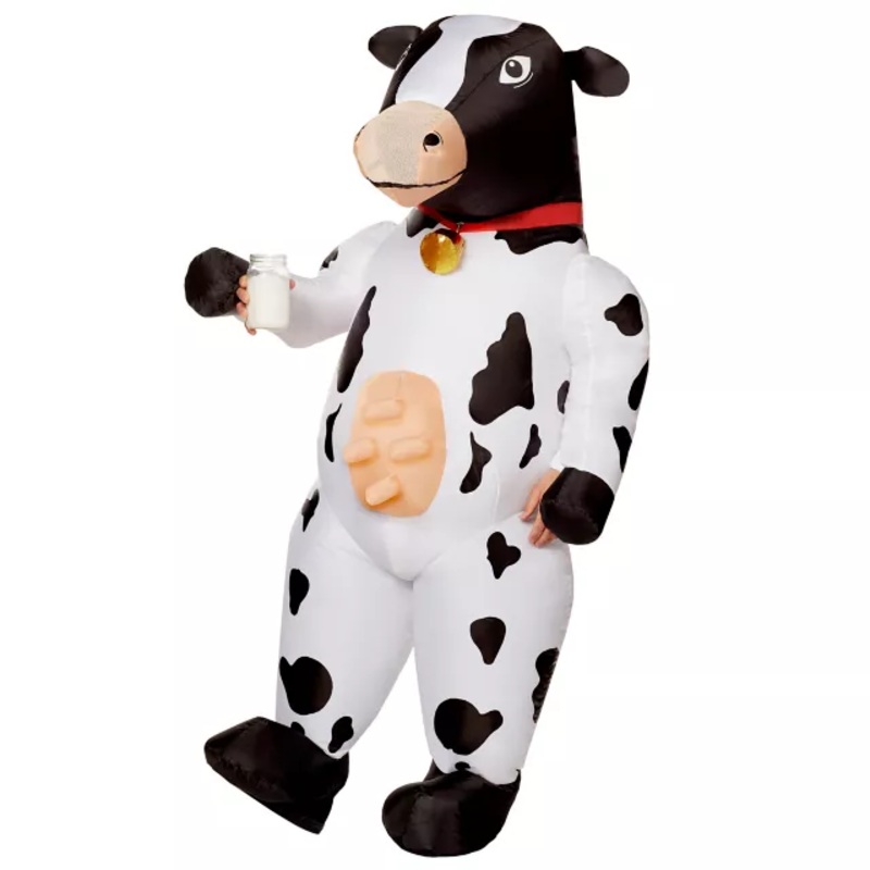 Adult Inflatable Cow Costume BLACK AND WHITE ONE SIZE FITS MOST
