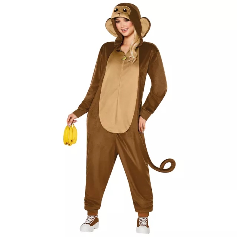 Adult Monkey Jumpsuit BROWN EXTRA SMALL/SMA