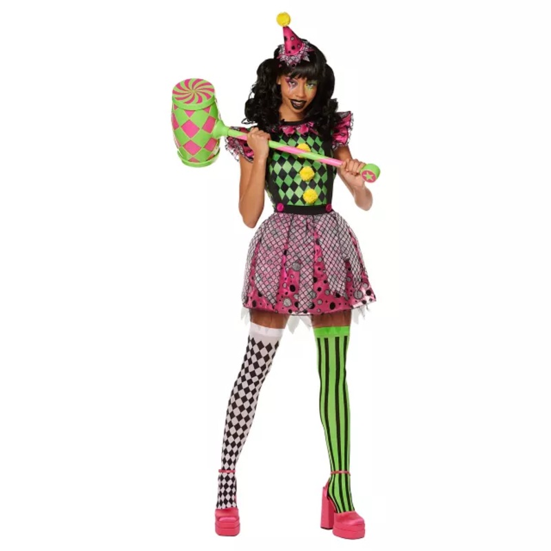 Adult Neon Clown Costume NEON PINK ADULT EX SMALL