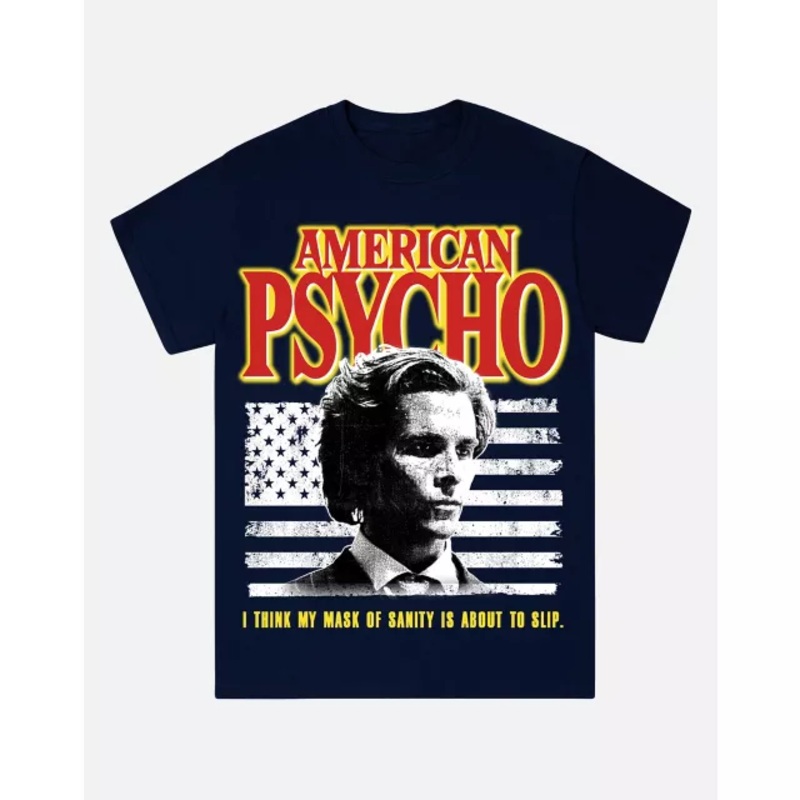 American Psycho Flag T Shirt NAVY ADULT SMALL