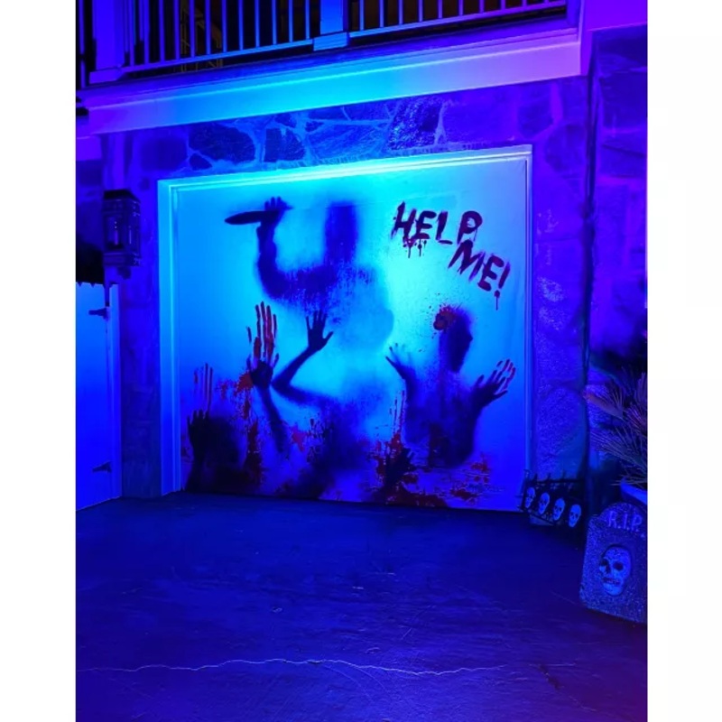 Bloody Hands Garage Single Door Cover RED AND WHITE