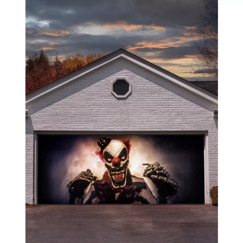 Creepy Carney Garage Double Door Cover MULTI-COLOR