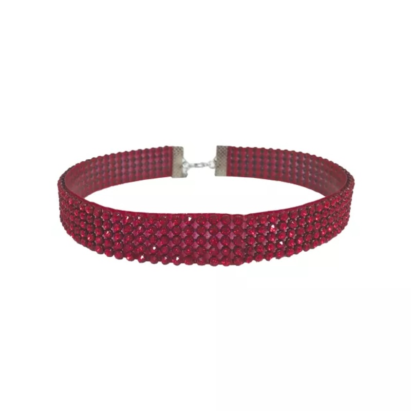 Devil Rhinestone Choker Necklace RED ONE SIZE FITS MOST