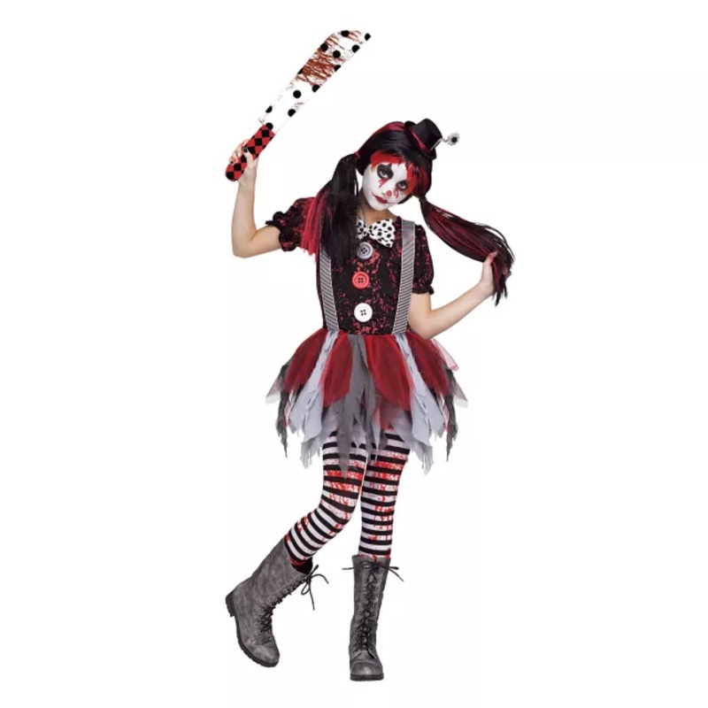 Kids Killer Clown Costume RED/WHITE/BLACK CHILD SMALL