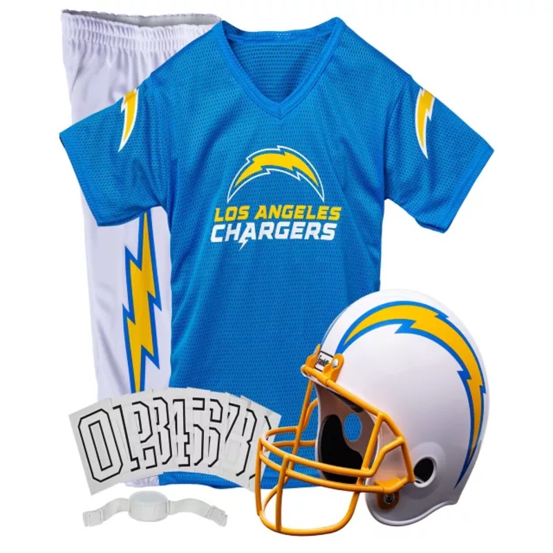 Kids Los Angeles Chargers NFL Deluxe Uniform Costume - Franklin Sports BLUE/YELLOW YOUTH SMALL